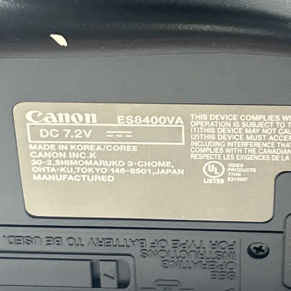 Canon Camcorder ES8400V Untested/No‎ Battery/as Is